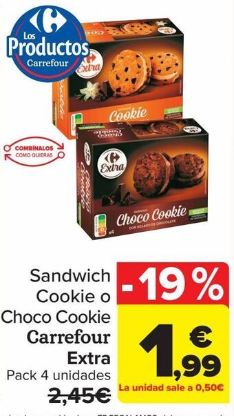 Carrefour Sandwich cookie o choco cookie carrefour extra oferta
