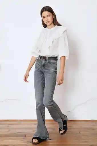 Fifty Factory Jeans flare aberturas algodón orgánico oferta