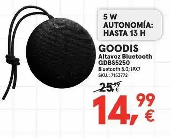 Worten Ggoodis altavoz bluetooth gdbs5250 oferta