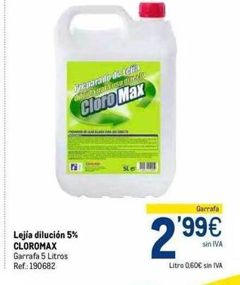 Makro Lejía dilución 5% cloromax oferta