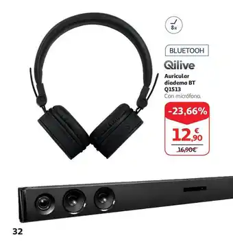 Alcampo BLUETOOTH Qilive Auricular diadema BT Q1513 oferta
