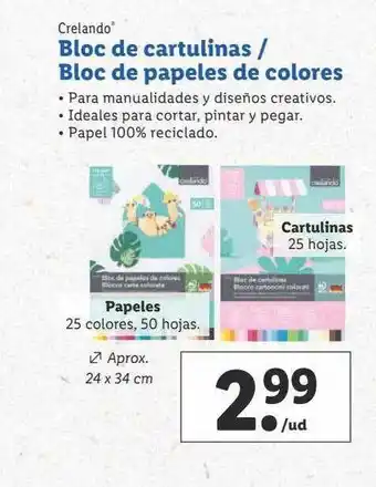 Lidl Crelando bloc de cartulinas-bloc de papeles de colores oferta