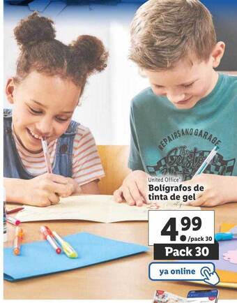 Lidl United office boligrafos de tinta de gel oferta
