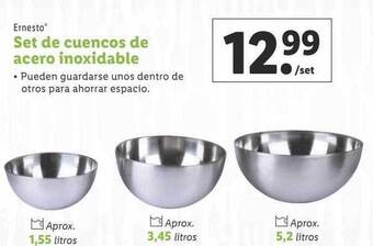 Lidl Ernesto set de cuencos de acero inoxidable oferta