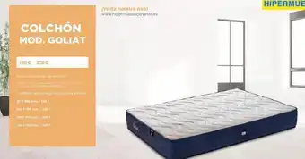 HiperMueble Canarias Colchón mod. goliat 199€ -325€ núcleo duro 28 kgs de densidad tejido strach, capa de gome soft di 150 en cada cara altur oferta