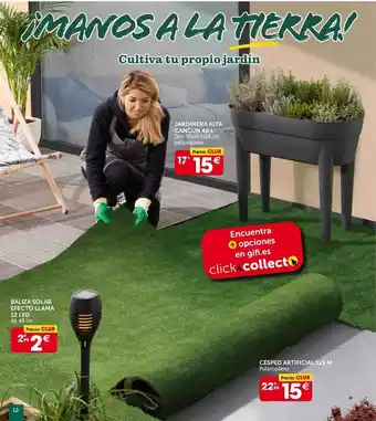 GiFi JARDINERA ALTA CANCÚN 48L/ BALIZA SOLAR EFECTO LLAMA 12 LED 48cm/ CÉSPED ARTIFICIAL 1x3m oferta
