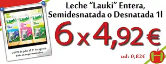 Hiper Usera Leche Lauki Entera Semidesnatada o Desnatada 1L oferta