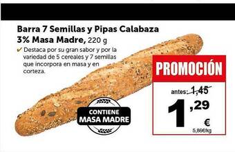 Masymas Barra 7 semillas y pipas calabaza 3% masa madre oferta