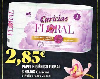 Gadis Papel higiénico floral 3 hojas caricias 6 rollos oferta