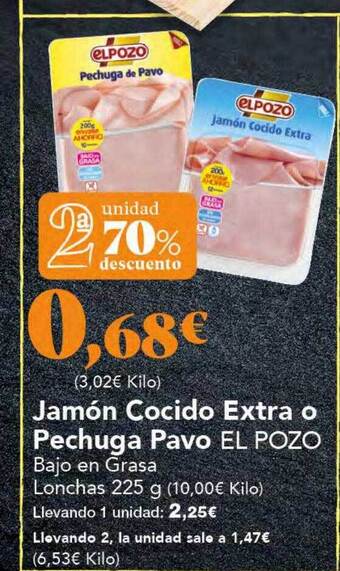 Gadis Jamón cocido extra o pechuga pavo el pozo oferta