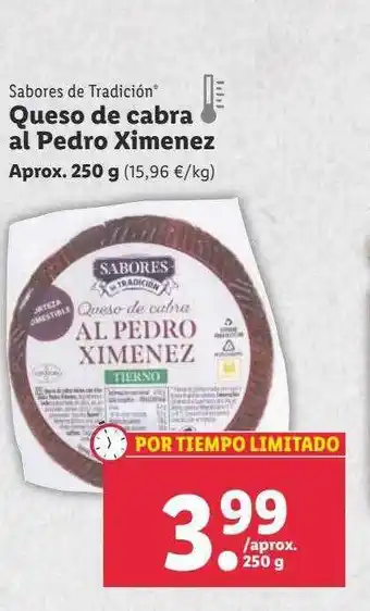 Lidl Sabores de tradición queso de cabra al pedro ximenez oferta