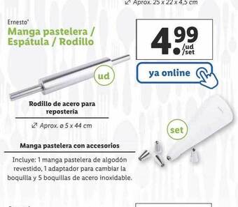 Lidl Ernesto manga pastelera-espátula-rodillo oferta
