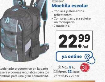 Lidl Topmove mochila escolar oferta