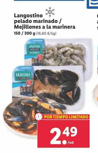 Lidl Longostino pelado marinado-pelado mejillones a la marinera oferta