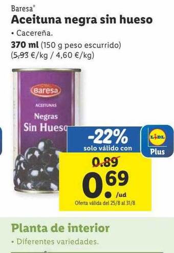 Lidl Baresa aceituna negra sin hueso oferta