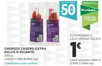 Supercor Chorizo Casero Extra Dulce O Picante 200g oferta