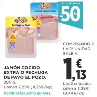 Supercor Jamón Cocido Extra O Pechuga De Pavo El Pozo 200g oferta