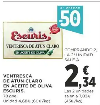 Supercor Escuris Ventresca De Atún Claro En Aceite De Oliva 78gne oferta