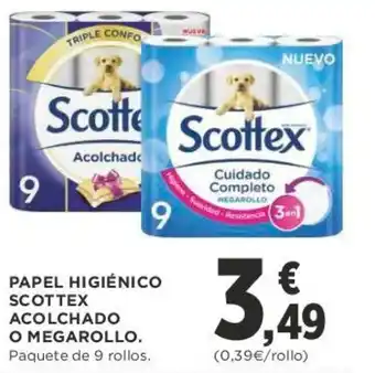 Supercor Scottex Papel Higiénico Acolchado O Megarollo 9 rollos oferta