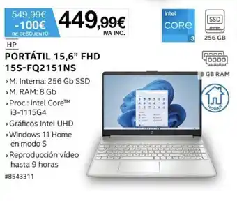 Costco Portátil 15,6" FHD 15S-FQ2151NS oferta