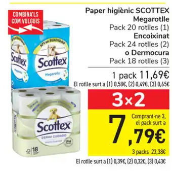 Carrefour Scottex Paper higienic Megarotlle o Dermocura oferta