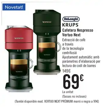 Carrefour Delonghi Krups Cafetera Nepresso Vertuo Next oferta