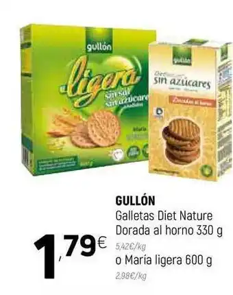 Coviran GULLÓN Galletas Diet Nature Dorada al horno 330g O María Ligera 600g oferta