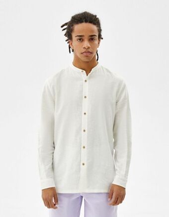 Bershka Camisa manga larga relaxed fit lino oferta