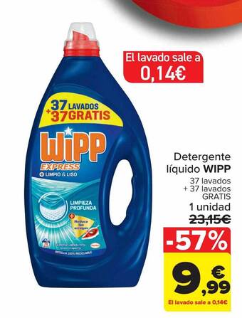 Carrefour Detergente liquido wipp oferta