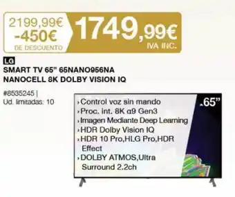 Costco LG SMART TV 66" 65NAN0956NA NANOCELL 8K DOLBY VISION IQ oferta
