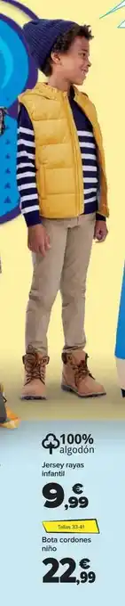 Carrefour 100% algodón jersey rayas infantil bota cordones niño oferta