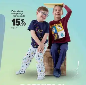 Carrefour Pack pijama manga larga + manga corta oferta