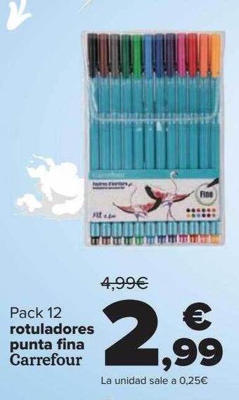 Carrefour Pack 12 rotuladores punta fina carrefour oferta