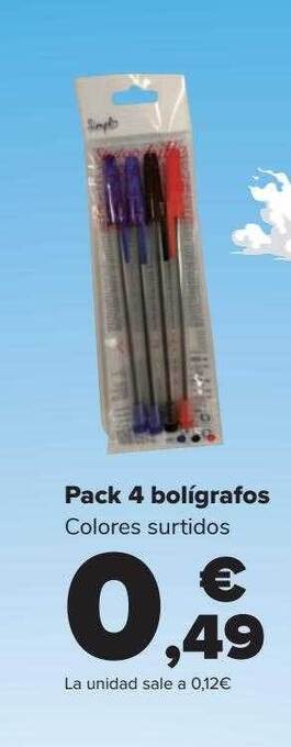 Carrefour Pack 4 boligrafos oferta