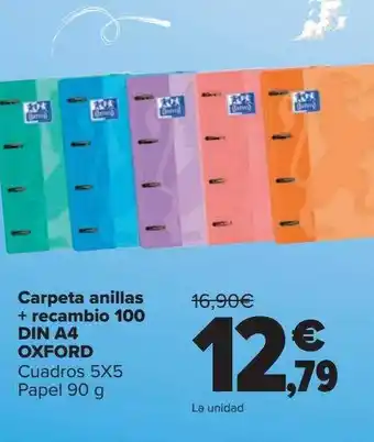 Carrefour Carpeta anillas + recambio 100 din a4 oxford oferta