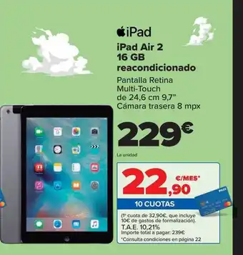 Carrefour Ipad air 2 16 gb reacondicionado oferta