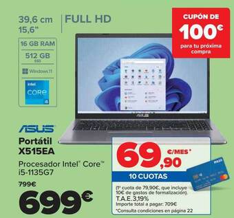 Carrefour Asus portátil x515ea oferta