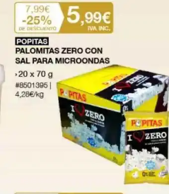 Costco POPITAS PALOMITAS ZERO CON SAL PARA MICROONDAS 20x70g oferta