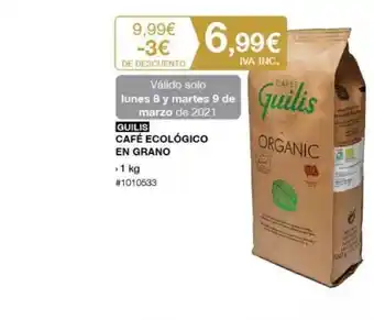 Costco GUILIS CAFÉ ECOLÓGICO EN GRANO 1kg oferta