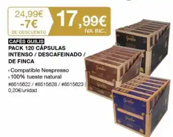 Costco CAFÉS GUILIS PACK 120 CÁPSULAS INTENSO / DESCAFEINADO ∕ DE FINCA oferta