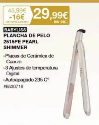 Costco BABYLISS PLANCHA DE PELO 2515PE PEARL SHIMMER oferta