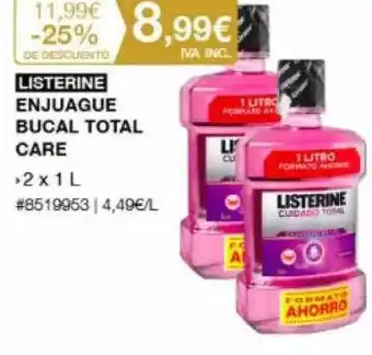 Costco LISTERINE ENJUAGUE BUCAL TOTAL CARE 2x1L oferta