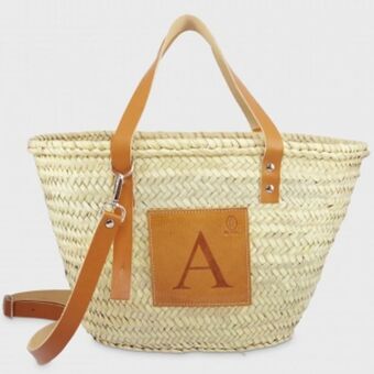 El Potro Bolso capazo mediano de hoja de palma y piel vacuno-el potro oferta