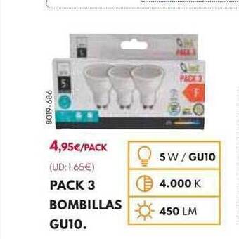 BricoCentro Pack 3 bombillas gu10 oferta