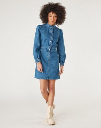 Naf Naf Vestido corto color denim oferta