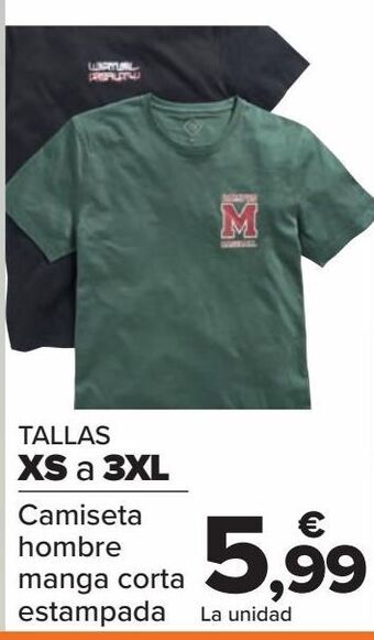 Carrefour Camiseta hombre manga corta estampada oferta