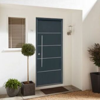Brico Depôt Puerta de entrada gris antracita insert derecha 210 x 90 cm oferta