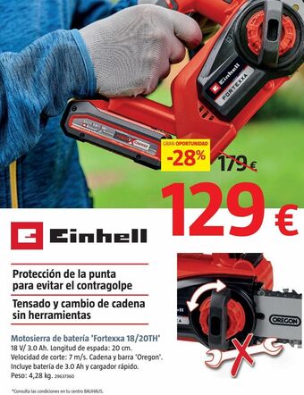 Bauhaus Motosierra a batería einhell oferta