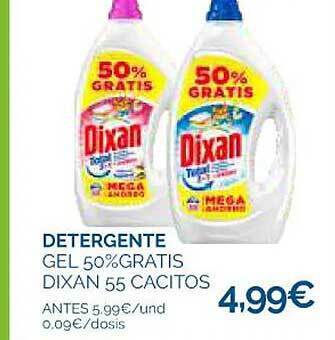 Cash Ecofamilia Detergente gel 50% gratis dixan 55 cacitos oferta
