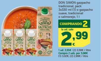 HiperDino Don simón gazpacho tradicional o gazpacho suave tradicional o salmorejo oferta